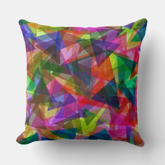 Colourful Geometric Triangular Mosaic Decor Pillow (Front)