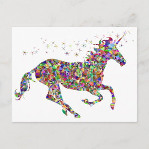 Colourful Geometric Unicorn Postcard