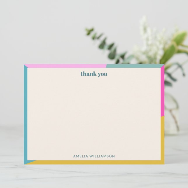 Colourful Geometric Unique Custom Bridal Shower Thank You Card (Standing Front)