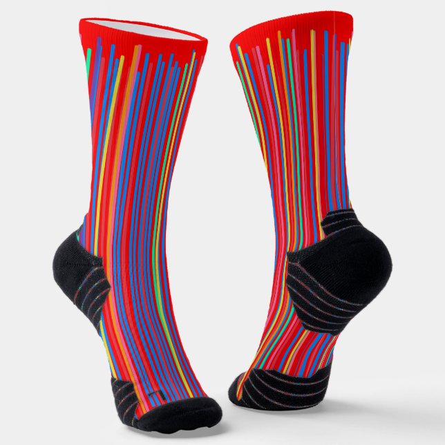 Colourful Geometric Vertical Striped Lined Socks (Angled)