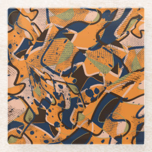 Colourful geometric vintage seamless backdrop. glass coaster