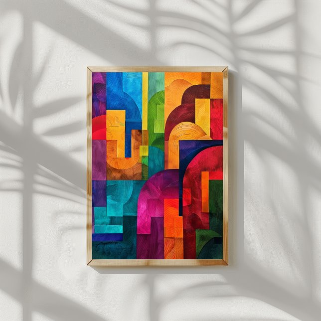 Colourful Geometric Wall Art - Bright Home Decor (Colorful Abstract wall art)