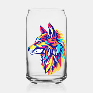 Colourful Geometric Wolf Drinkware Set Can Glass