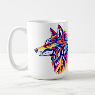 Colourful Geometric Wolf Mug