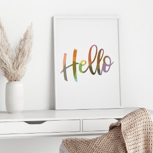 Colourful Geometric Word Art Typography Hello Poster