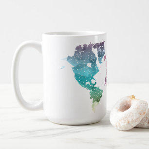 Colourful Geometric World Map  Coffee Mug