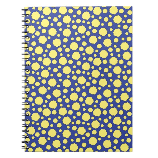 Colourful geometric yellow circles on blue  notebook (Front)