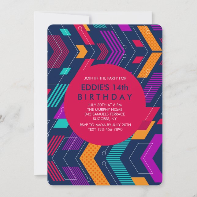 Colourful Geometrics Invitation (Front)