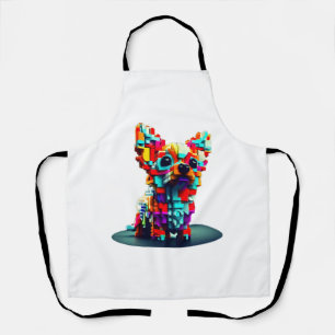 Colourful Geometry 3D Chihuahua in Modern Style Apron