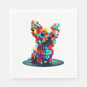 Colourful Geometry 3D Chihuahua in Modern Style Napkin