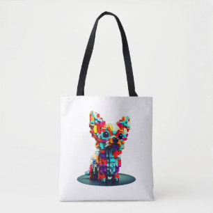 Colourful Geometry 3D Chihuahua in Modern Style Tote Bag