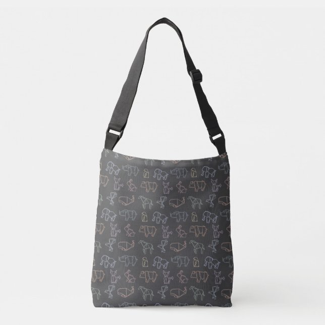 Colourful Geometry Origami Animals Pattern Crossbody Bag (Front)