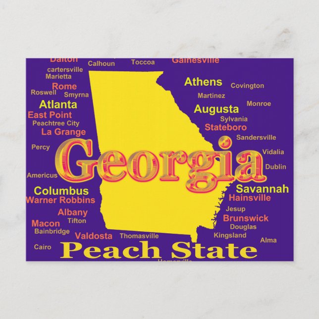 Colourful Georgia State Pride Map Silhouette Postcard (Front)