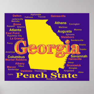 Colourful Georgia State Pride Map Silhouette Poster