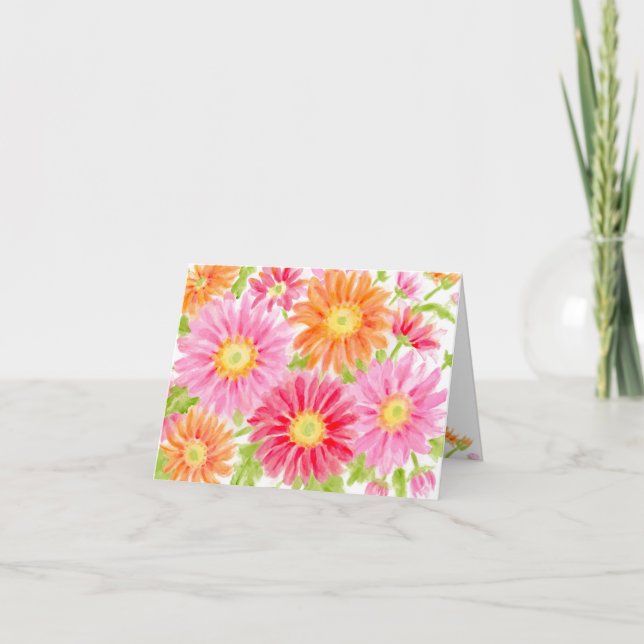 Colourful Gerbera Blank Any Occassion Folded Card (Front)