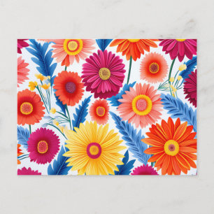 Colourful Gerbera Daisies Floral Postcard