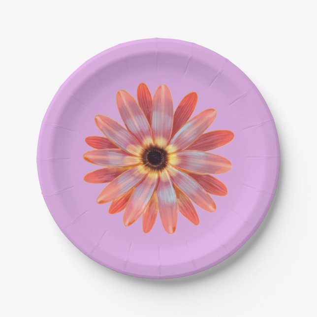 Colourful Gerbera Daisy Paper Plate (Front)