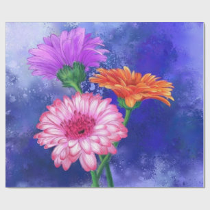 Colourful Gerberas Wrapping Paper Flowers