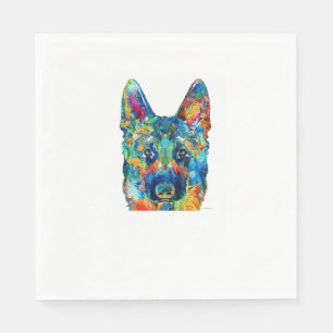 Colourful German Shepherd Dog Art By Sharon Cummin Napkin