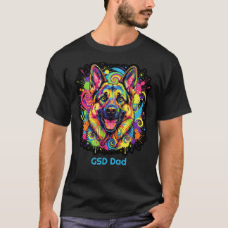 Colourful German Shepherd Dog GSD Dad T-Shirt