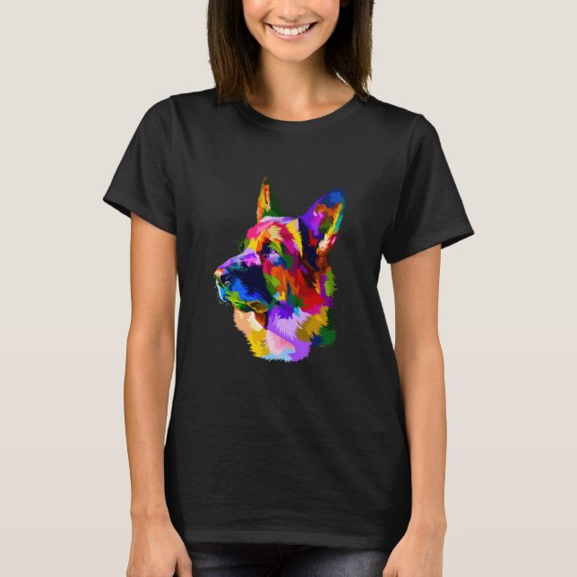Colourful German Shepherd Dog Pet Puppy T-Shirt (Front)