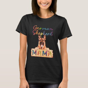 Colourful German Shepherd Mama  Dog Mum T-Shirt