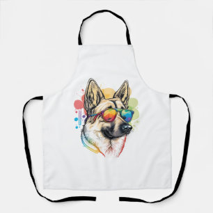 Colourful German Shepherd Pop Art Dad Mum Dog Love Apron