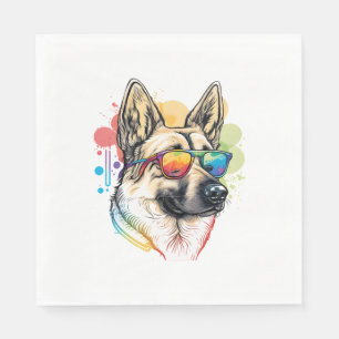 Colourful German Shepherd Pop Art Dad Mum Dog Love Napkin