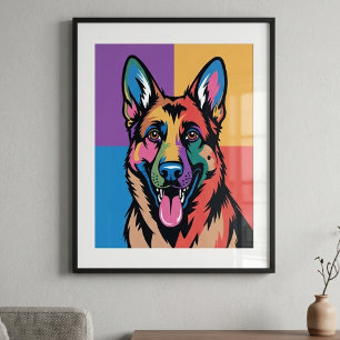 Colourful German Shepherd Pop Art Poster