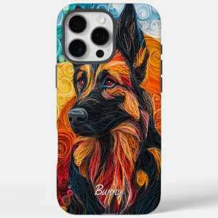 Colourful German Shepherd Portraid iPhone 16 Pro Max Case