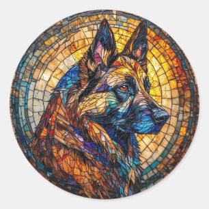 Colourful German Shepherd Portrait Classic Round Sticker