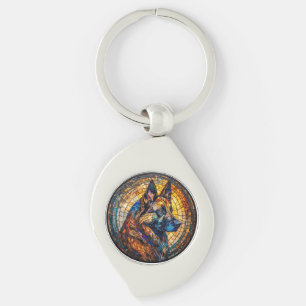 Colourful German Shepherd Portrait Key Ring