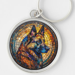 Colourful German Shepherd Portrait Key Ring
