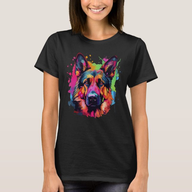 Colourful German-shepherd T-Shirt (Front)