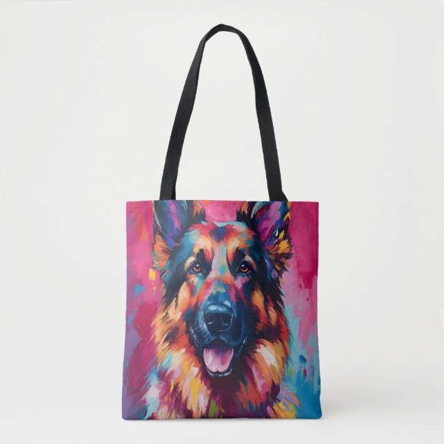 Colourful German Shepherd Tote Bag (Front)