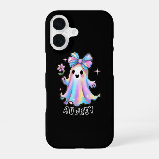 Colourful Ghost Design with Bow and Flower iPhone 16 Case