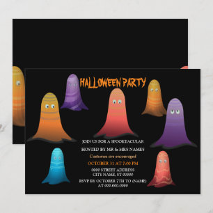 Colourful Ghosts Halloween Invitation