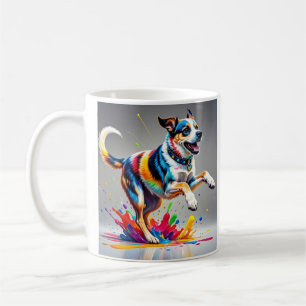 Colourful giant happy playful funny dog, coffee mug