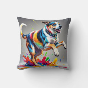 Colourful giant happy playful funny dog, cushion