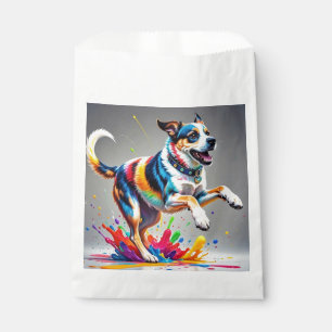 Colourful giant happy playful funny dog, favour bag