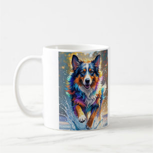 Colourful giant happy playful funny dog, splash coffee mug