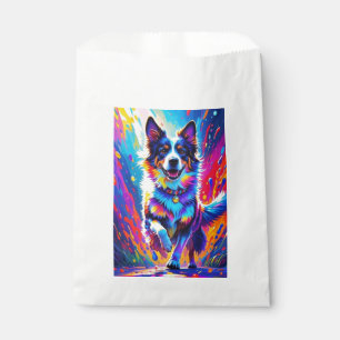 Colourful giant happy playful funny dog, splash favour bag