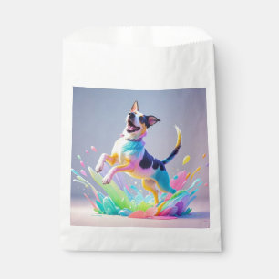 Colourful giant happy playful funny dog, splash favour bag