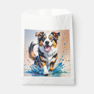 Colourful giant happy playful funny dog, splash favour bag