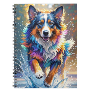 Colourful giant happy playful funny dog, splash notebook
