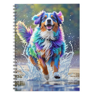 Colourful giant happy playful funny dog, splash notebook
