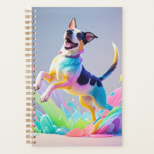Colourful giant happy playful funny dog, splash planner