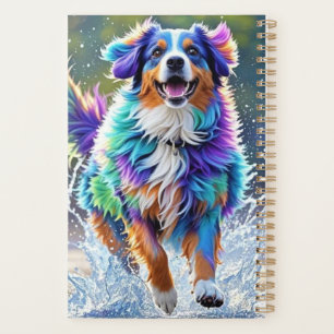 Colourful giant happy playful funny dog, splash planner