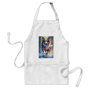 Colourful giant happy playful funny dog, splash standard apron