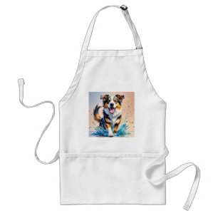 Colourful giant happy playful funny dog, splash standard apron